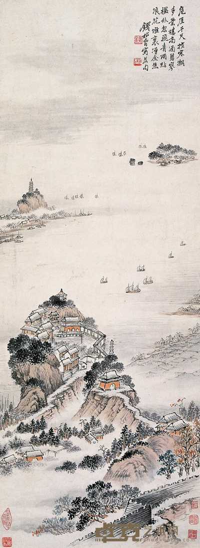钱松嵒  镇江三山 镜心 94×34.5cm